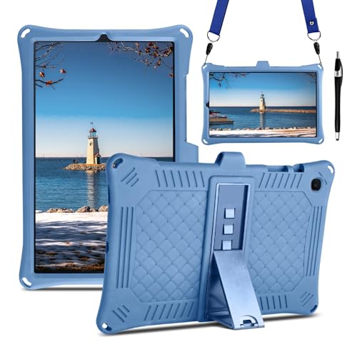BENTOBEN for Samsung Galaxy Tab S6 Lite Tablet Case for Kids, Soft Silicone Heavy Duty Shockproof Protective Case with Stand Pen Holder Shoulder Strap for Samsung Tab S6 Lite 2024/2022/2020,Blue