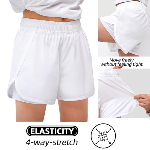 Image of MEILONGER Girls Swim Shorts 2 in 1 Bathing Suits Kids Quick Dry Boardshort Bottoms Swimming Swimwear with Compression Liner