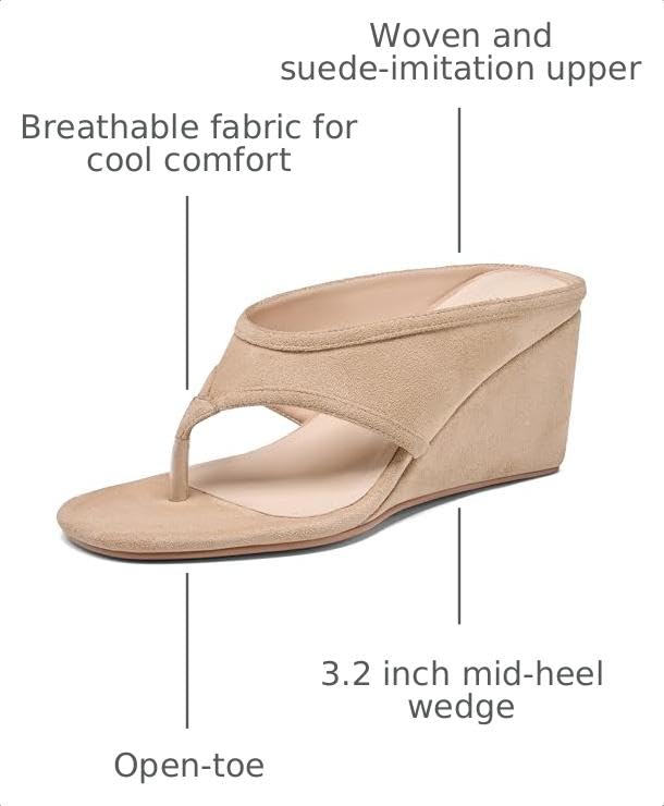 Image of Women's Wedges Heeled Slippers Fabric Heels Slip on Comfy Evening Dress Woven Sandals Square Toe Shoes for Women 3.3 inch Heels