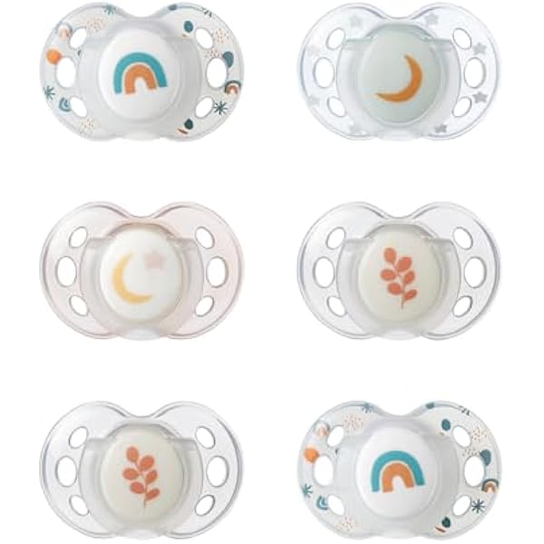 Tommee Tippee smoczek nocny, 18-36 miesięcy, 6 świecących się smoczków z kapsułką do sterylizacji wielokrotnego użytku