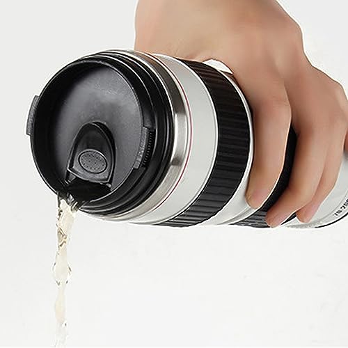 Generic obiektyw aparatu kubek do kawy izolowany ze stali nierdzewnej kubek fotografa podróżnego z zamkniętą pokrywką kreatywny unikalny design dla miłośników fotografii mężczyzn kobiet do użytku