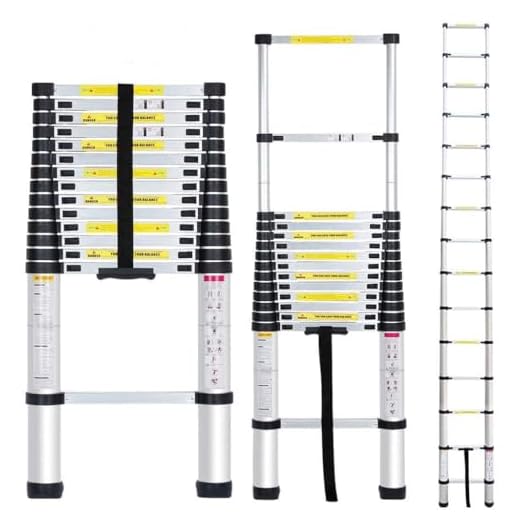 Smarty 15 Feet Portable Lightweight Adjustable Compact Stable 4.4 Meter Telescopic Aluminium Ladder for Home and Outdoor