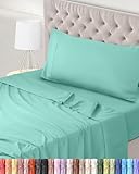 Utopia Bedding Juego de Sabanas 3 Piezas 90x190 - Poliéster Microfibra Cepillada - Oeko-Tex Certificado - Sábana Bajera, Sábana Plana y 1 Funda de Almohada 50x75 (Cama 90, Azul SPA)