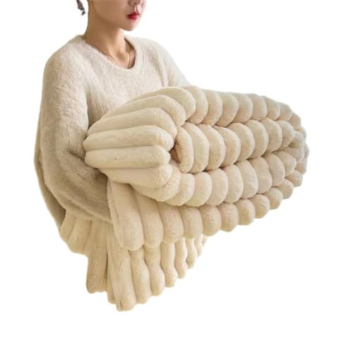 XILENY Coperta Pile Matrimoniale 200x230 cm Morbido Caldo Plaid Peloso di Pelliccia Sintetica per Letto e Divano - Lavabile per Inverno Autunno (Bianco Latte Addensato)