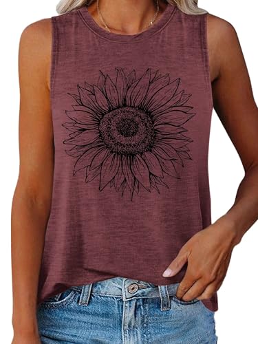 Débardeur pour femme imprimé floral sans manches col rond coupe ample chic