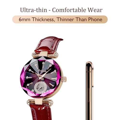 BEN NEVIS Watch, Watches for Women with Elegant Leather Strap, Fashion Analog Creative Diamond Dial Wrist Watch, Jewelry Gift for Wedding Anniversary Birthday by BEN NEVIS - Used condition - Image 4