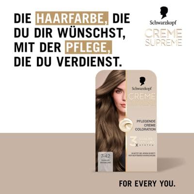 Schwarzkopf Creme Supreme Coloration 7-42 Dunkles Beigeblond (2x182 ml), dauerhafte Haarfarbe mit Serum und Haar-Maske schützt vor… – Ansicht 5