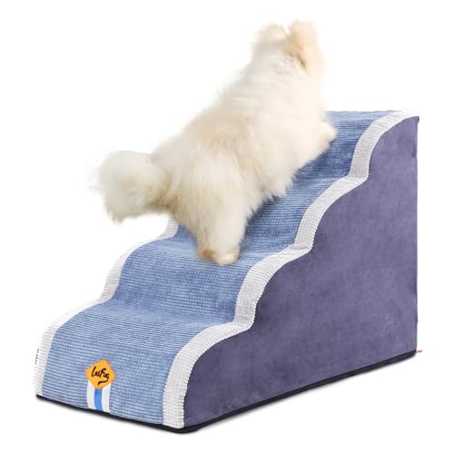Laifug Pet Dog Stairs for Small Dogs 19.7" H, 2 in 1 Transformable 4-Step Pet Stairs and ramp, Dog Steps for Couch Bed (18~24 in) with Durable Non-Slip Waterproof Cover