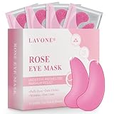 LAVONE Eye Mask - 15 Pairs Rose Under Eye Patches Skin Care Products - Eye Masks Skincare for Dark Circles and Puffiness, Reduce Wrinkles, Eye Bags and Fine Lines, for Women and Man, with Hair Clips