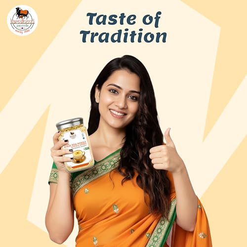 Image of KAMDHENU GAUVEDA Premium Kesar Milk Masala Powder with Saffron, Almonds, Pistachios, Cardamom, (350 Grm Pack of 1)