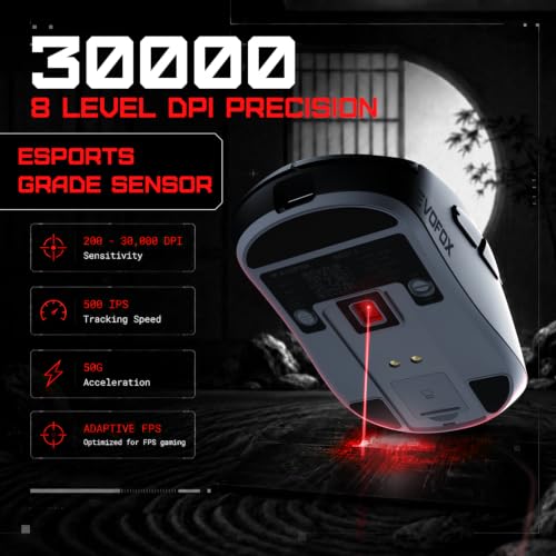 Image of EvoFox Ghost X Ultra Light Wireless Gaming Mouse, 54g, Tri-Mode (2.4GHz, Bluetooth & Wired), 8000Hz Polling Rate, 30,000 DPI Sensor, 6 Programmable Buttons, Huano Switches
