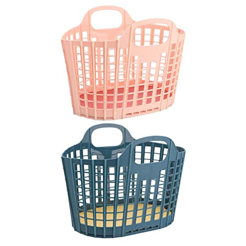 DOITOOL 2 Pièces Flexible en Plastique Panier Marché Panier D' épicerie Fruits Légumes Pique- Nique Panier Douche Caddy Organisateur Panier de Rangement Bin avec Poignée pour Salle de