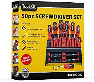50 Piece Screwdriver Set Flat-Heads Crossheads Slot-Heads and Precision Screwdrivers Magnetised Chrome Vanadium Shafts. Screwdriver Bit Set. Multibit Screwdriver Set (TuuLKIT)