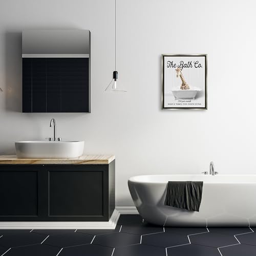 Image of Stupell Industries 'Bubble Bathtub Giraffe'| Floating Frame Canvas Art
