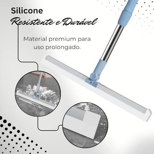 Rodo e Vassoura Mágica 2 em 1 com Raspador de Silicone 50cm, Multifuncional para Limpeza de Vidros,