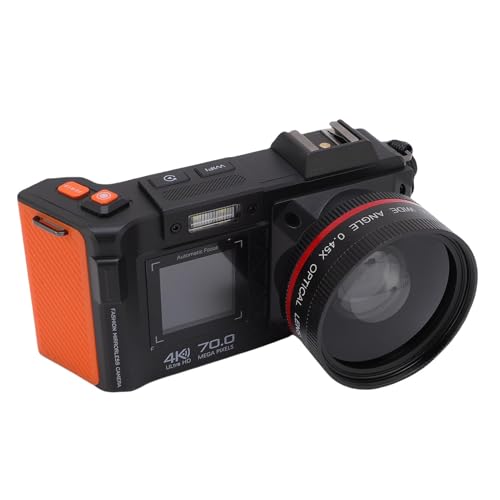 4K 70MP FHD Digital Camera with Dual Screens, Autofocus F1.8 DSLR Camera with WiFi Instant Sharing, 50X Digital Zoom, Fill Light (Black)