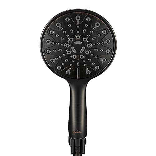 Couradric Handheld Shower Head, 6" Oil-Rubbed Bronze Face 6 Spray Setting Shower Head With High Pressure, Brass Swivel Ball Mount And Extra Long Flexible Stainless Steel Hose #TOP2