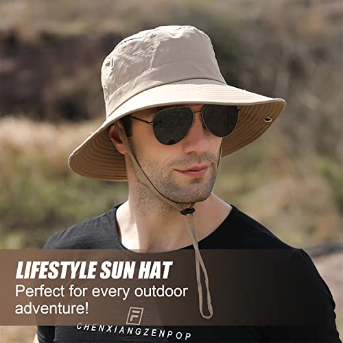 Joyblossom Wide Brim Fishing Hat For Men Upf 50+ Safari Hiking Sun Hat Packable Waterproof Summer Beach Boonie Hat Cap For Men Women (Khaki) #TOP5