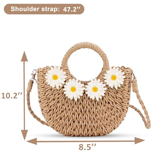 Bolso de playa para mujer, mini bolso de paja miniatura 4