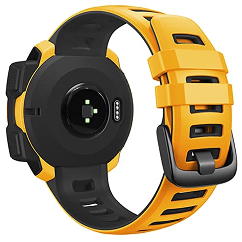 Bracelet de montre en silicone jaune noir pour Garmin Instinct Esports et Solaire