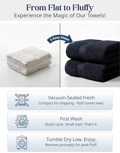 Image of LANE LINEN Bathroom Towels Sets - 24 PCs - 100% Cotton Towels - Absorbent & Quick Drying - 4 Bath, 4 Fingertip, 6 Hand Towel, 8 Washcloth, 2 Bath Sheet - Housewarming Essentials - Black Towels