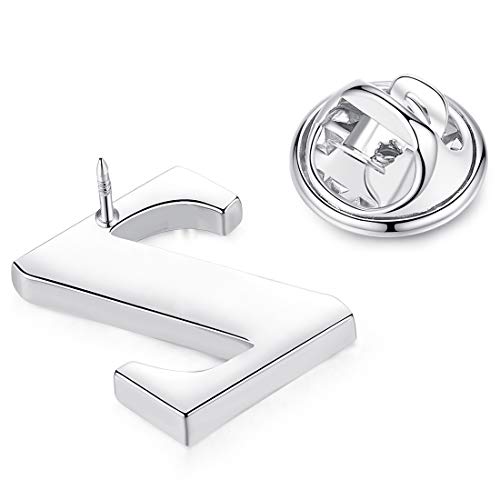 Image of HONEY BEAR Initial Alphabet Letter Lapel Pins Collar Badge Brooches for Mens /Womens Shirt Dress Decoration Silver