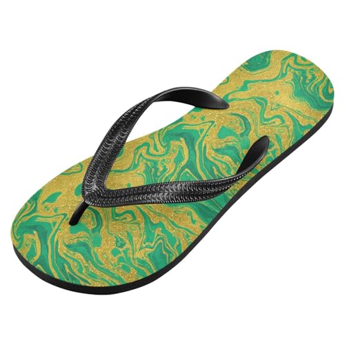 Sinestour Marble Texture Glitter Gold Flip Flops for Beach Thong Sandals Anti-slip Lightweight Flat Slippers for Summer Travel Swim2