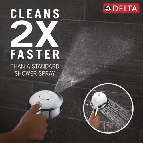 Image of Delta 5-Setting HydroRain 2-in-1 Dual Shower Head with ProClean Spray, Chrome High Pressure Shower Head with Handheld Spray, 1.75 GPM Flow Rate, Chrome 75419