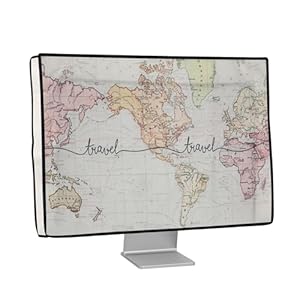 kwmobile Housse écran Ordinateur Compatible avec 20-22" Moniteur Housse écran Ordinateur - Protection d'écran PC Moniteur en Lin - Noir-Multicolore