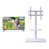 【セット買い】 [山善] 32型 液晶 テレビ ハイビジョン Wチューナー (裏番組録画 外付けHDD録画 対応) QRTN-32W2K + 壁寄せ テレビスタンド 棚付き ホワイト LTS-T55(WH)