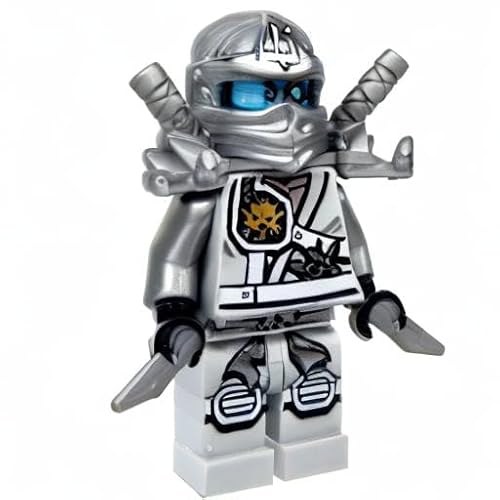 Ninjago : Zane Minifigure di Titanio (Argento Ninja) con l'armatura della Spalla e Due katane (Spade) Novelty 2015 - Lego - Immagine 1