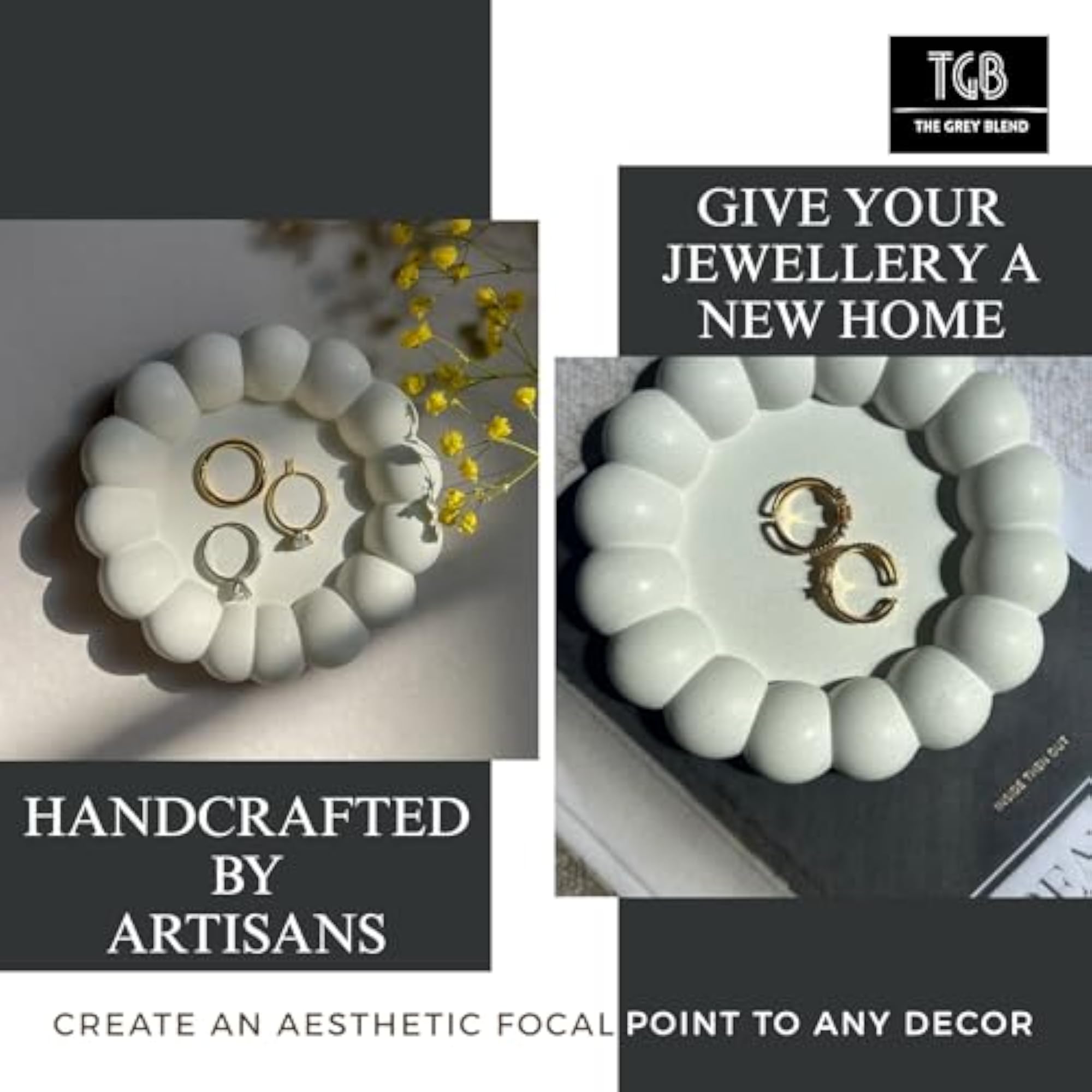 Small Concrete Jewellery Tray for Rings & Earrings