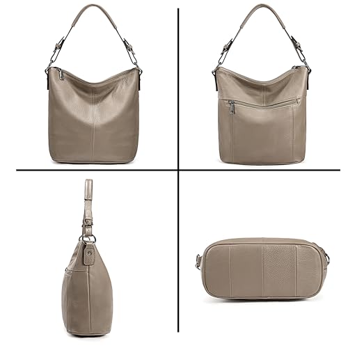 Image of YALUXE Women's Genuine Leather Hobo Handbags Bucket Purses Shoulder Bags Cross-bodys Bags