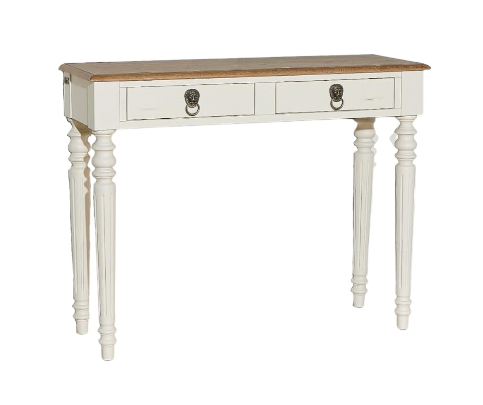 Robin des bois - ANGLOIS : Console 2 tiroirs Plateau en chêne Blanche
