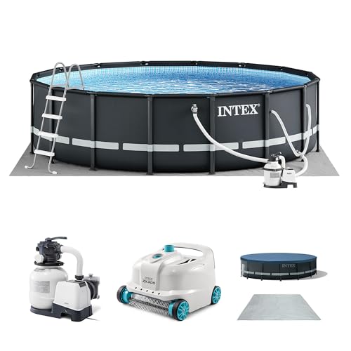 Intex 26325EH Ultra XTR 16ft x 48in Above Ground Swimming Pool Set with Sand Filter Pump and Deluxe Automatic Vacuum Cleaner