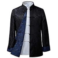 BOZEVON Männer/Frauen Chinesische Tang-Anzug Oberseiten - Beide Seiten Beschichten Jacke langärmelige Kampfkunst Kung Fu Hemden Chinesische Tang-Klage Nationale Kostüme, 2XL/Stil 07 - Männer