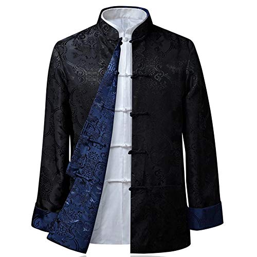 BOZEVON Costume Chinois Tang Hauts Hommes/Femmes - Les Deux côtés à Manches Longues Arts...