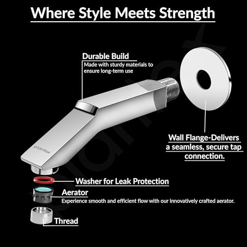 Image of Plantex Bath Tub Spout with Wall Flange /Single Lever Spout /High Flow Tap for Bathroom /Kitchen - (Chrome)