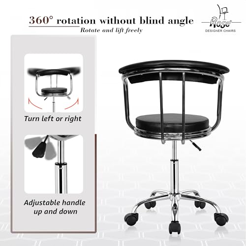 Image of ROSE Kiya Height Adjustable & Revolving Bar Stool /Kitchen Chair Suitable for Kitchen, Cafeteria, Dining, Office,Shops (1, Black, Barstool Revolving)
