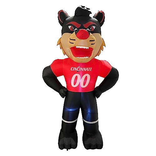 Logo Brands NCAA Cincinnati Bearcats 7ft Inflatable Yard Mascot – Easy Inflation with 12V Blower, LED Lights for Indoor/Outdoor Fun by Logo Brands - Used condition - US$112.65