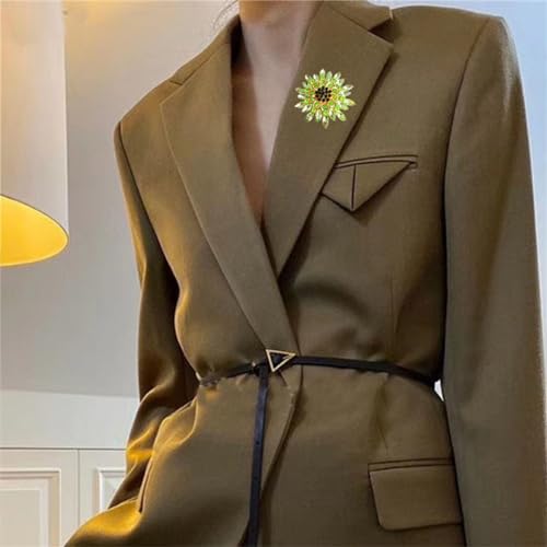Image of WCRAZYE Sunflower Brooch Pins for Women Sparkly Big Premium Rhinestone Crystal Red Flower Bouquets Lapels Brooch Elegant Clothing Skirt Hat Bag Accessories for Teen Girls