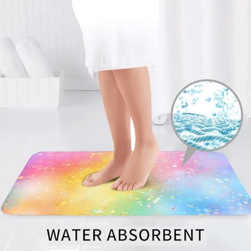 Funda para asiento de inodoro y alfombras con estampado de brillo arcoíris multicolor decorativo 7