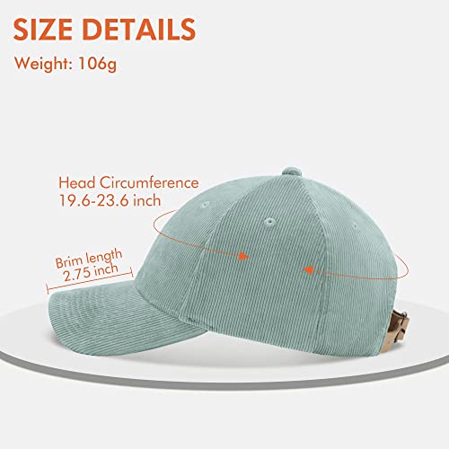 Zowya Casual Corduroy Fashion Baseball Cap Macaron Dad Hat 6 Panel For Men Women With Leather Adjustment Belt Soft Green thumb #3