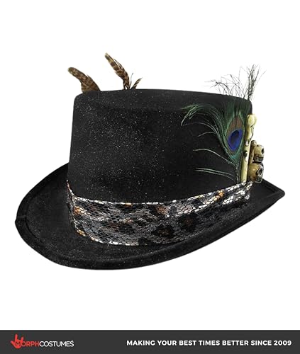 Sombrero de copa negro para disfraz de vudú mujer miniatura 6