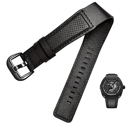 Bracelet de montre en cuir noir 24mm souple et classique