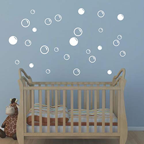 90 Large Soap Bubbles Wall Decals, Bathroom Decals, Wall Art, Vinyl Stivkers For Bathroom, Bedroom, Nursery Decor A35 (White) #TOP2