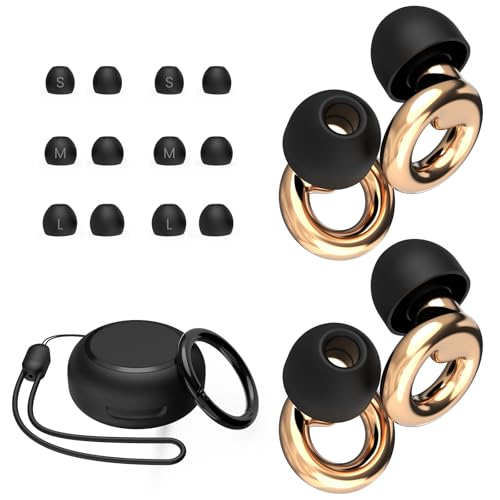 JUSTRVN Ohrstöpsel zum Schlafen, 2 Paar stilvolle, wiederverwendbare Ohrstöpsel mit Geräuschreduzierung, mit 8 Paar Spitzen und Etui, Gehörschutz-Ohrstöpsel für Konzert, Reisen, Arbeit, Live-Events