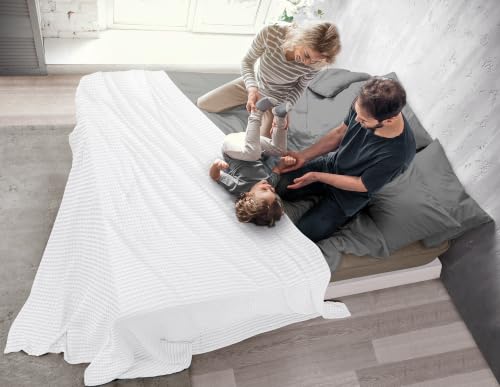 Image of Utopia Bedding 100% Cotton Waffle Blanket Big Size White, 120x120 Inch | Lightweight Breathable Cozy Summer Bed Blanket Home Decor Gift for Women and Men