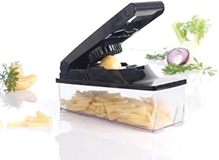 Mastrad Vegetable Fruit Cutter, Multi-functional Adjustable Manual Chopper, Smart Vegetable Cutter Best and Easy Chop Salad Fruit, Black - F21600