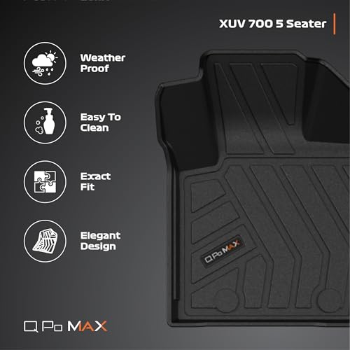 Image of Q Po XUV 700 5str (MAX) Oct 2021 - Present ECO TPE Car Floor Mat | Anti Slip All Weather Mats for Xuv 700 (5 Seater) (Black)